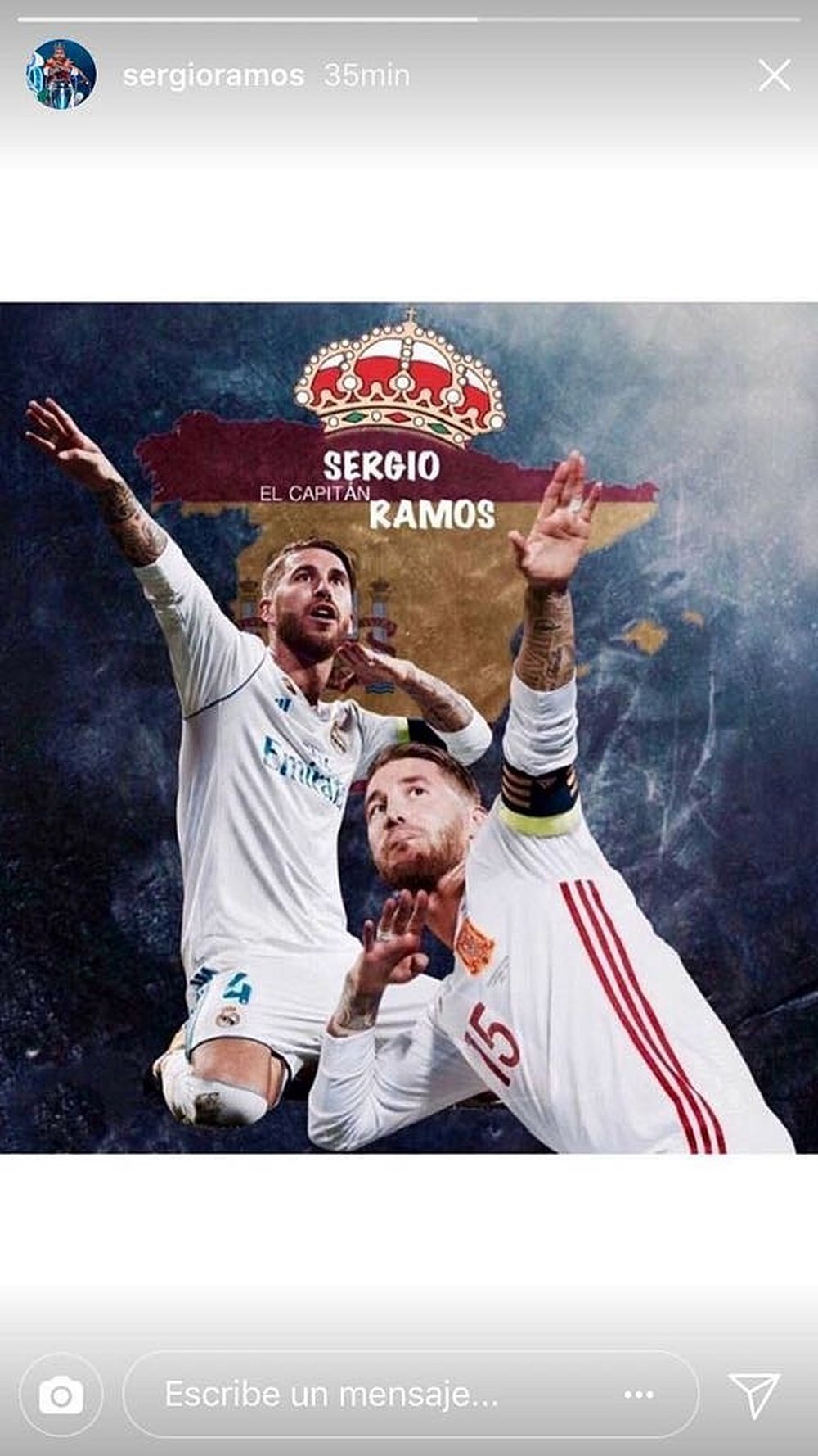 L'image de Sergio Ramos en défense de l'Espagne. Instagram/SergioRamos