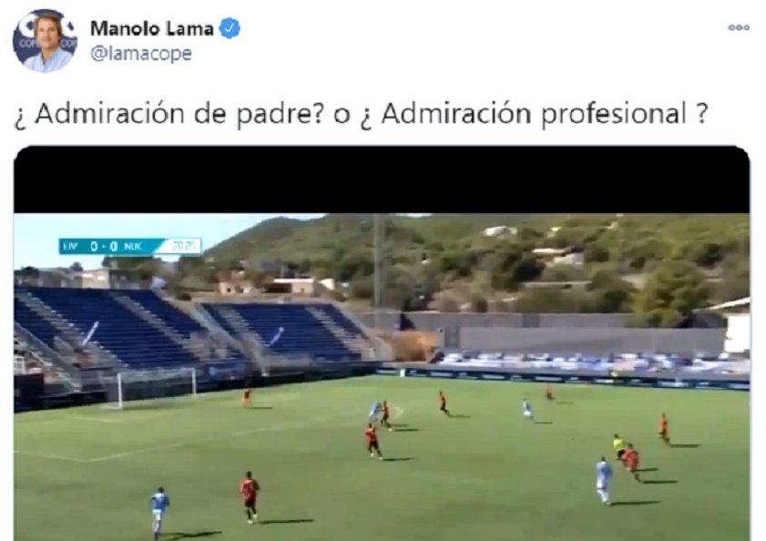Manu Lama, de área a área. Captura/Twitter/Lamacope