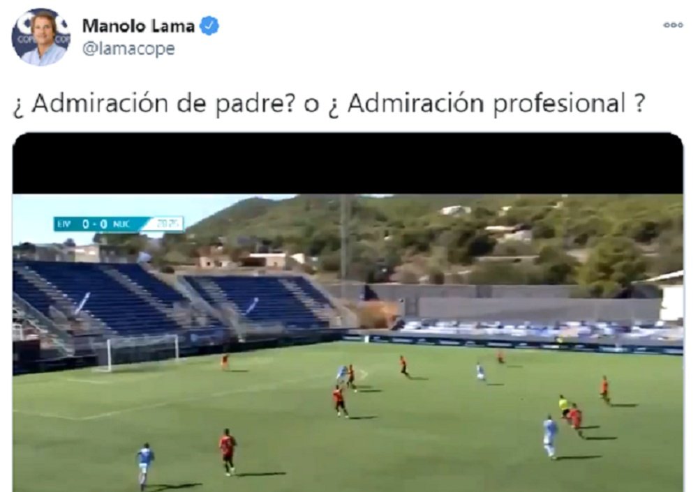 Manu Lama, de área a área. Captura/Twitter/Lamacope