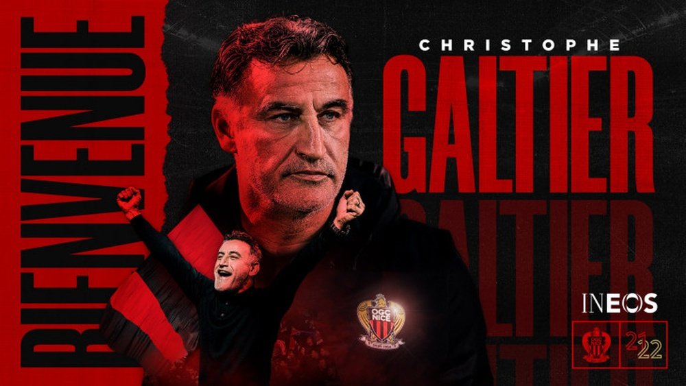Christophe Galtier firmó con el Niza. Twitter/ognice