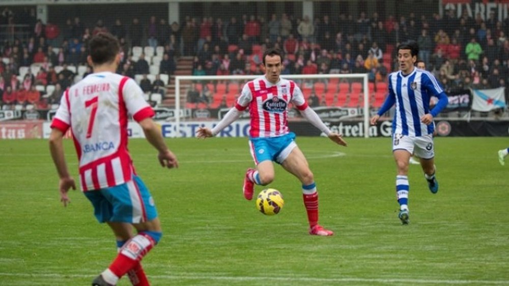 El nuevo futbolista del Huesca, David López, en un encuentro cuando militaba en el Lugo. CDLugo