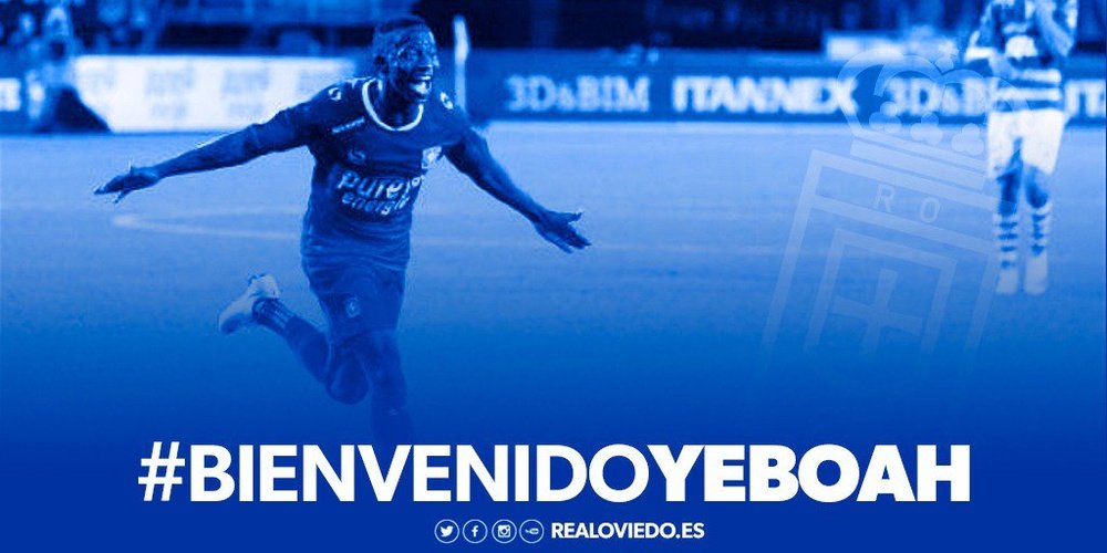 Yeboah refuerza al conjunto asturiano. Twitter/RealOviedo