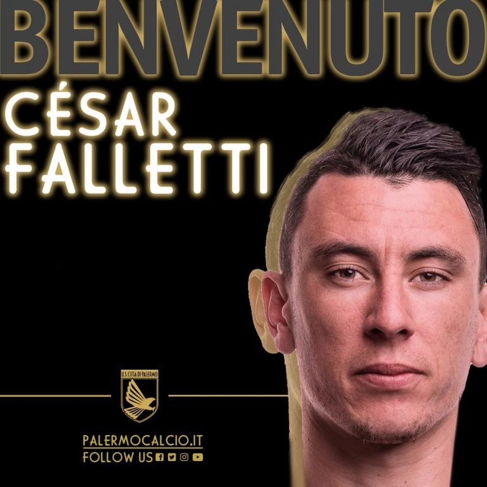 El Bologna cede a César Falletti. Twitter/PalermoCalcioIt