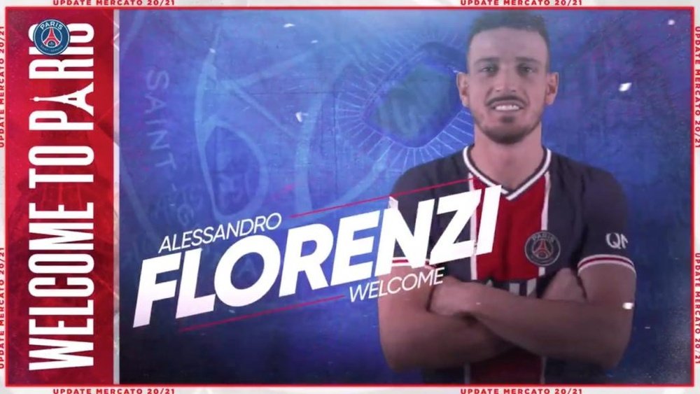 Paris Saint-Germain anunciou a contratação de Alessandro Florenzi. Captura/Twitter/PSG_inside