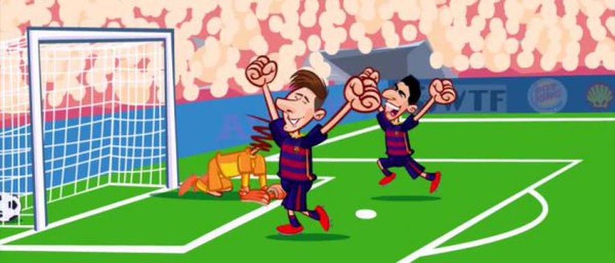 El penalti entre Messi y Suárez ya tiene su réplica en dibujos animados El penalti entre Messi y Suárez ya tiene su réplica en dibujos animados