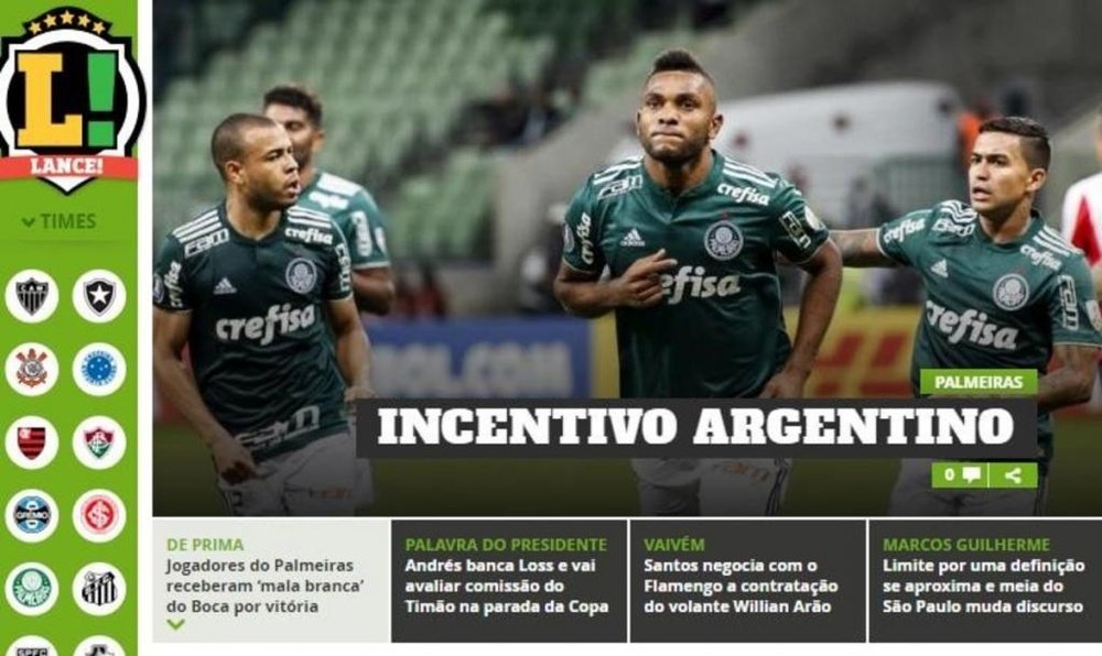 La acusación contra Palmeiras y Boca en la Libertadores. Lance