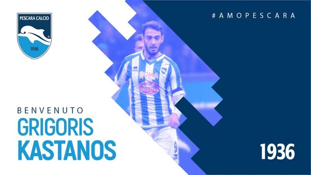 Grigoris Kastanos jugará en la Serie B esta temporada. Twitter/PescaraCalcio