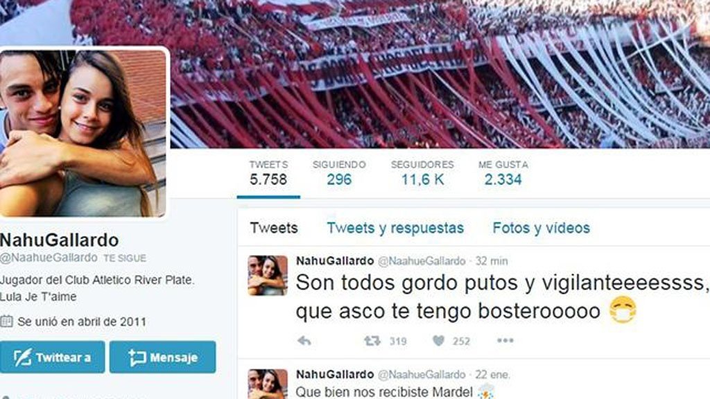 El polémico tweet de Nahuel Gallardo, hijo del técnico de River. Twitter