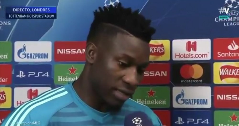 Onana was happy with Ajax's result but says their work is not done yet. Screenshot/Vamos