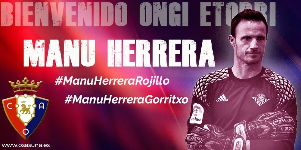Manu Herrera se ha comprometido una temporada con Osasuna. Osasuna