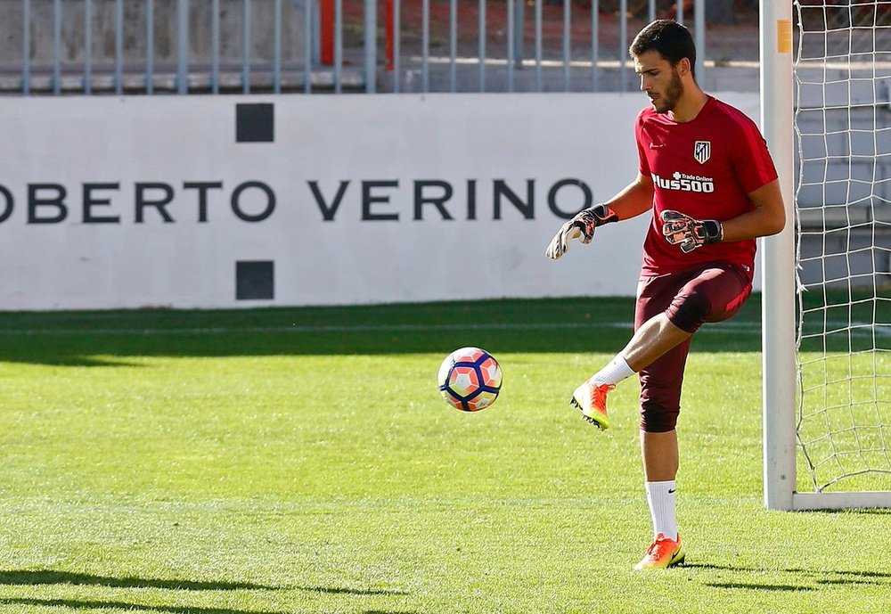 El portero portugués André Moreira, en un entrenamiento con el Atlético de Madrid. Atleti