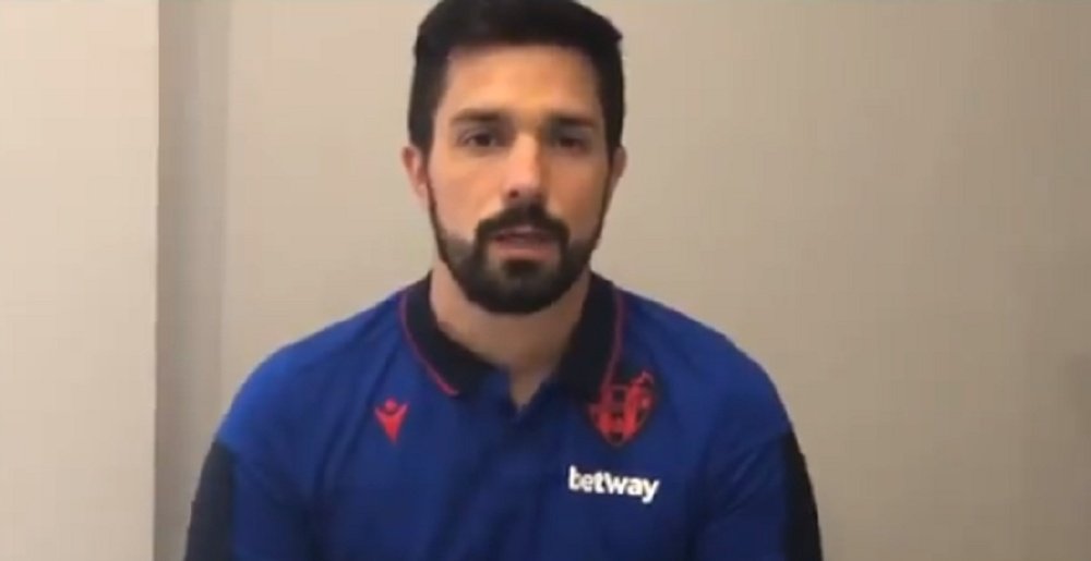Javier Navarro, contento con el trabajo del Levante. Captura/LevanteUD