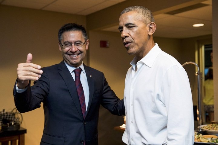 Obama ejerció de anfitrión con el presidente del Barça
