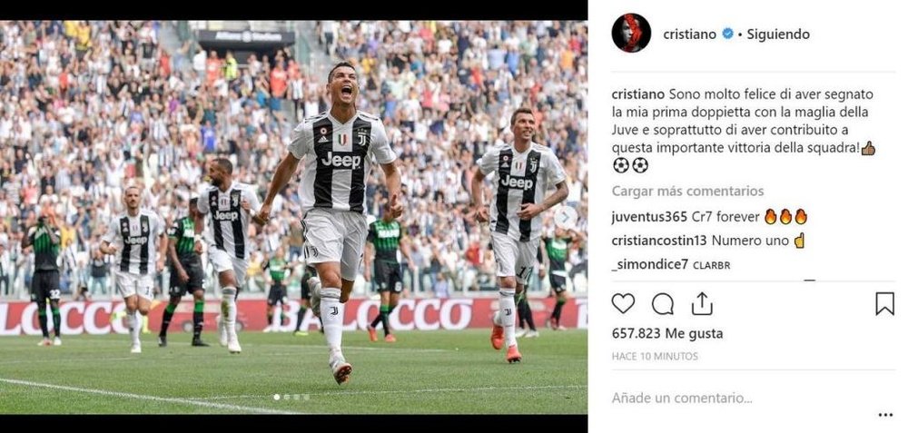 Cristiano meteu dois e afastou o jejum. Instagram @Cristiano