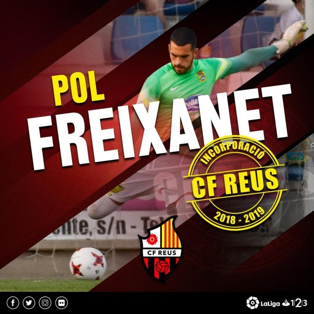 Pol Freixanet, nuevo jugador del Reus. CFReusDeportiu