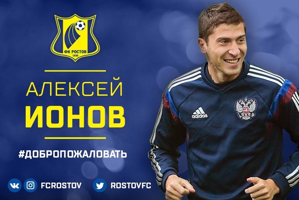 Aleksei Ionov defenderá la camiseta del Rostov. Twitter/RostovFC