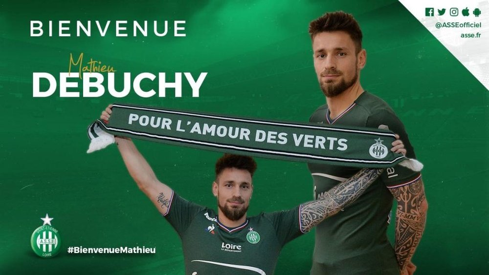 El Saint-Étienne anunció la incorporación de Debuchy. ASSE