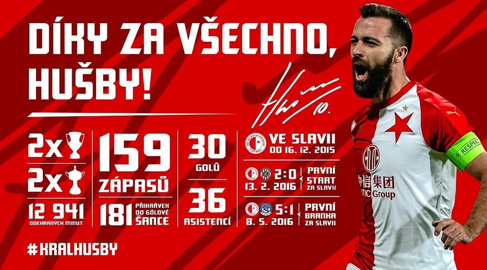 El Slavia de Praga cedió a Husbauer. Twitter/SlaviaOfficial