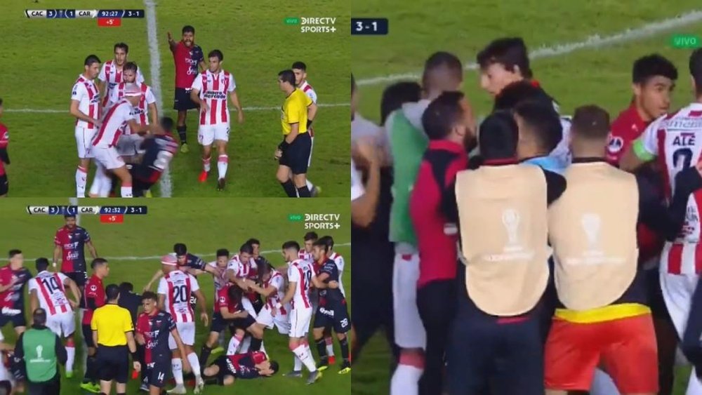El tenso final de Colon-River Plate dejó dos expulsados. Captura/DirectTV