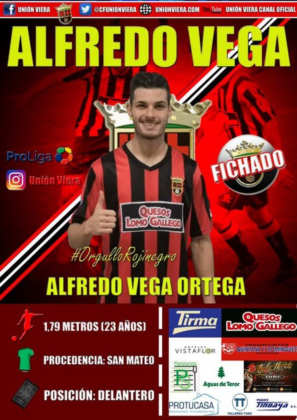 Alfredo Vega, nuevo jugador de Unión Viera. CFUniónViera