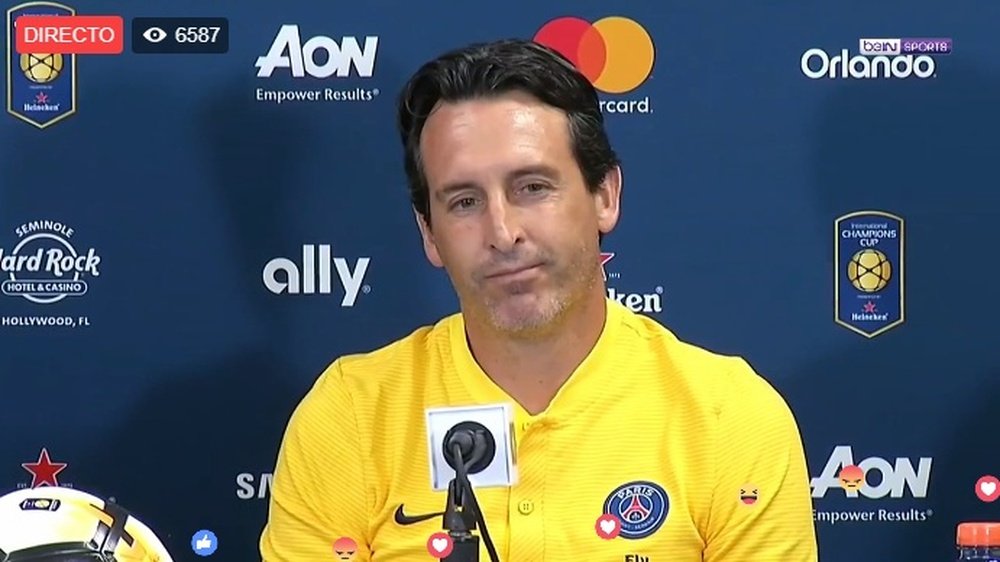 Emery lors de la conférence de presse. Capture d'écran/beINSports