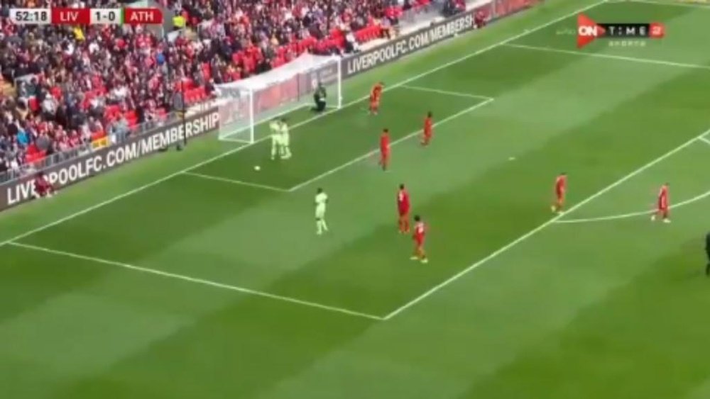Empate entre Liverpool y Athletic en Anfield. Captura/OnTime