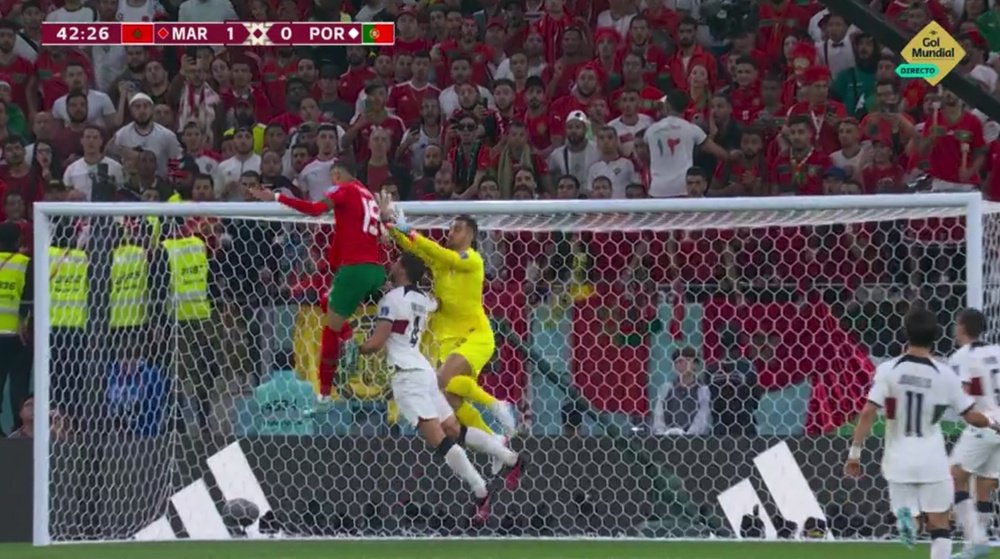 En-Nesyri put Morocco 1-0 ahead. Screenshot/GolMundial