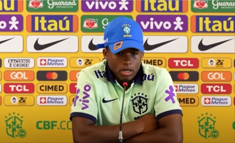 Endrick spoke at a press conference before the match against Argentina. Screenshot/CBF