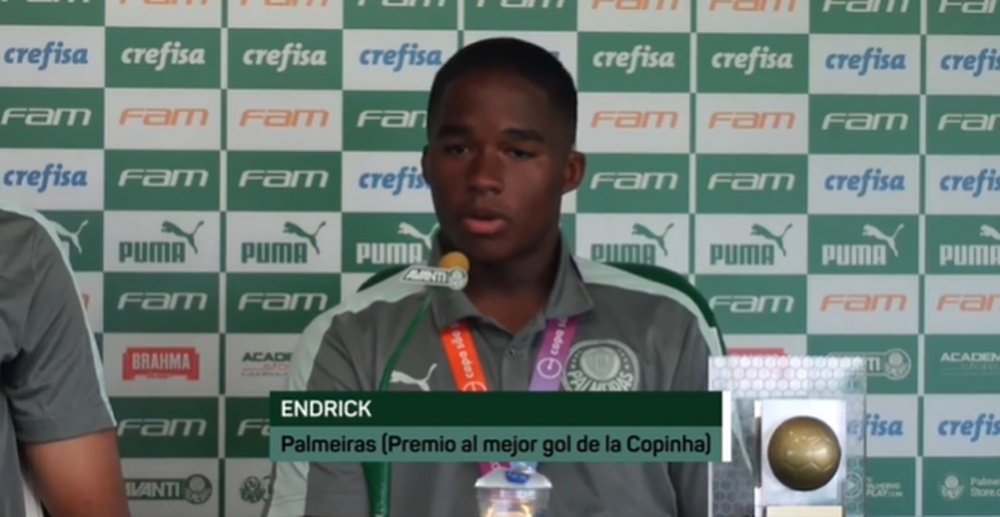 Endrick fue nombrado como el mejor jugador de la Copinha. Twitter/Palmeiras