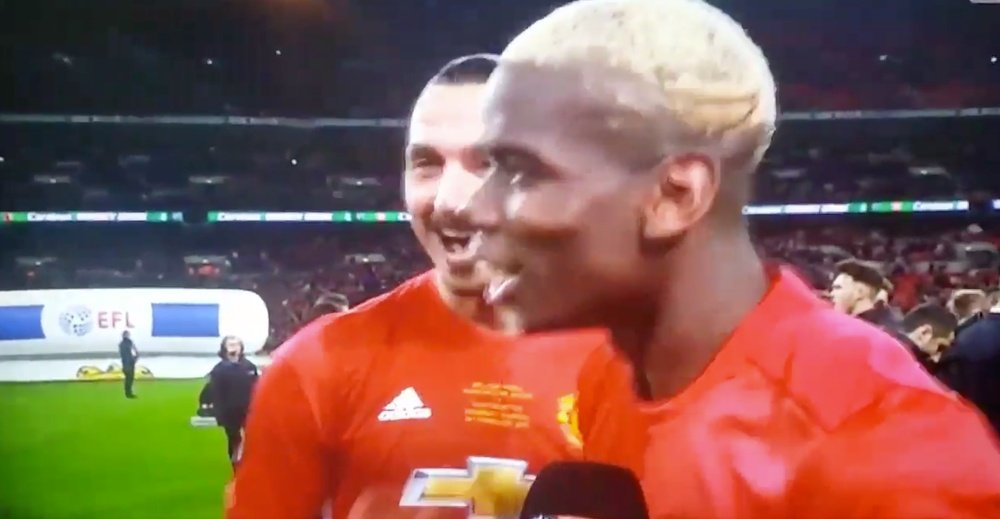 Interview of Pogba and Ibrahimovic after winning EFL Cup. Twitter/SkySports