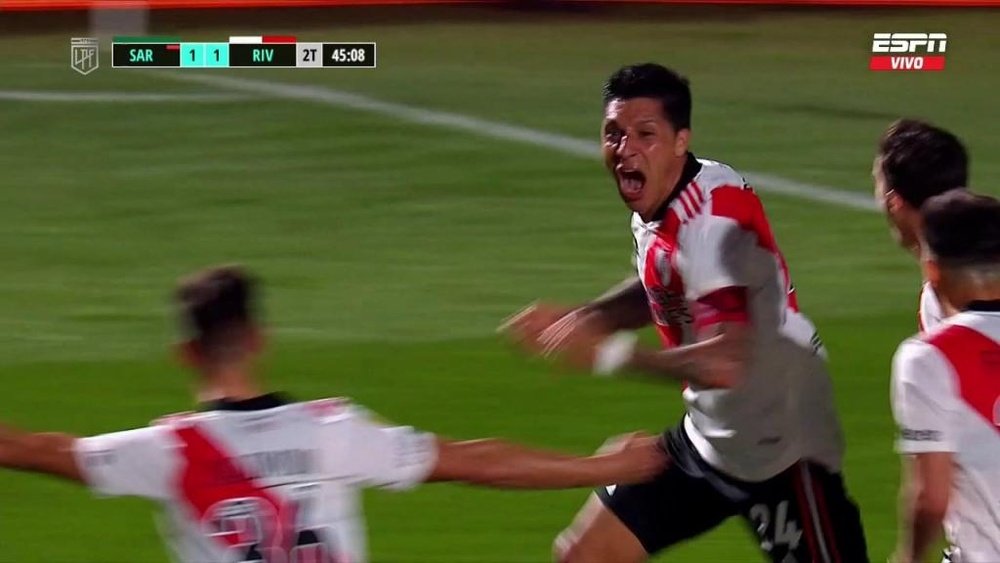 Enzo Pérez marcó el gol de la victoria ante Sarmiento. Captura/ESPN