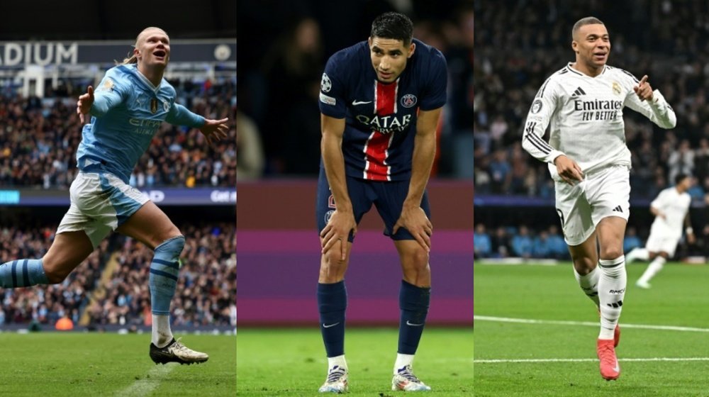 Top 10 fastest players in the 2024/25 Champions League. Collage/AFP/EFE