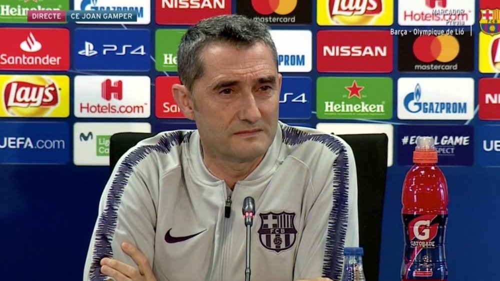 Ernesto Valverde spoke before the Champions League clash. Captura/BarcaTV