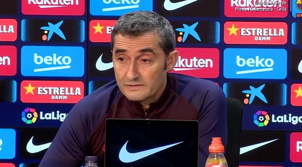 Barcelona head coach Valverde insists he is not worried about his future. FCBarcelona/Screenshot