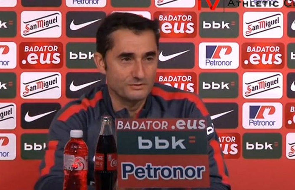 Ernesto Valverde, en una rueda de prensa del Athletic de Bilbao.