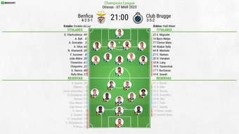 Acompanhe com BeSoccer PT todos os lances da partida entre Benfica e Brugge pela de volta das oitavas de final da UEFA Champions League 2022-23.
