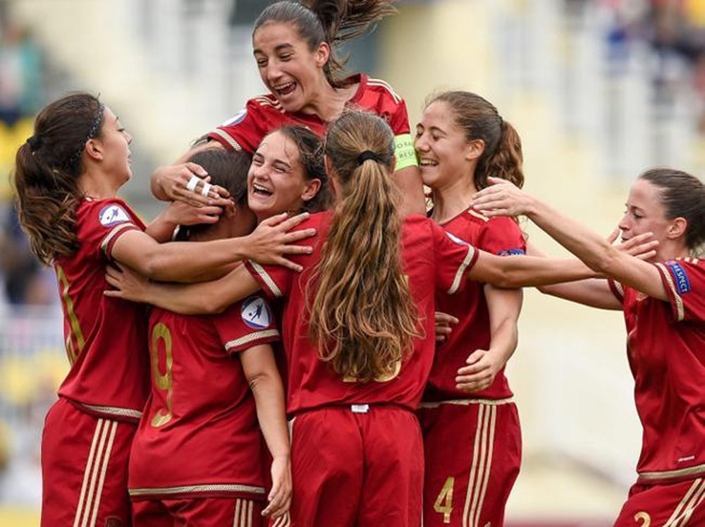 España Sub 17 femenino celebra un gol en el Europeo. MD