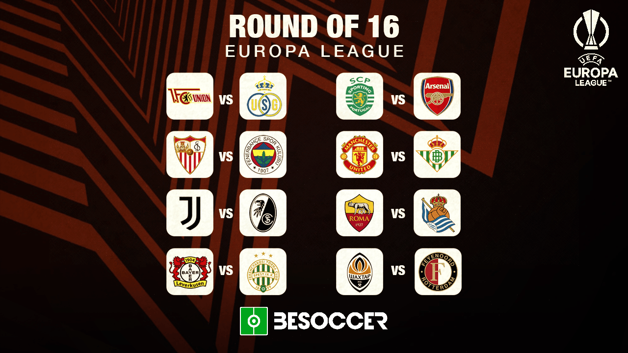 Here are the results of the Europa League Round of 16 draw. The first leg will be on 9th March and the second leg on 16th March.