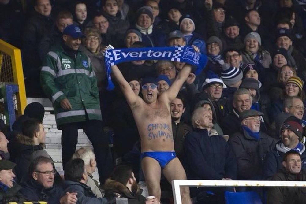 Everton fan 'Speedo Mick' has raised more than £30,000 for charity fundraising in his swimming trunks. Twitter