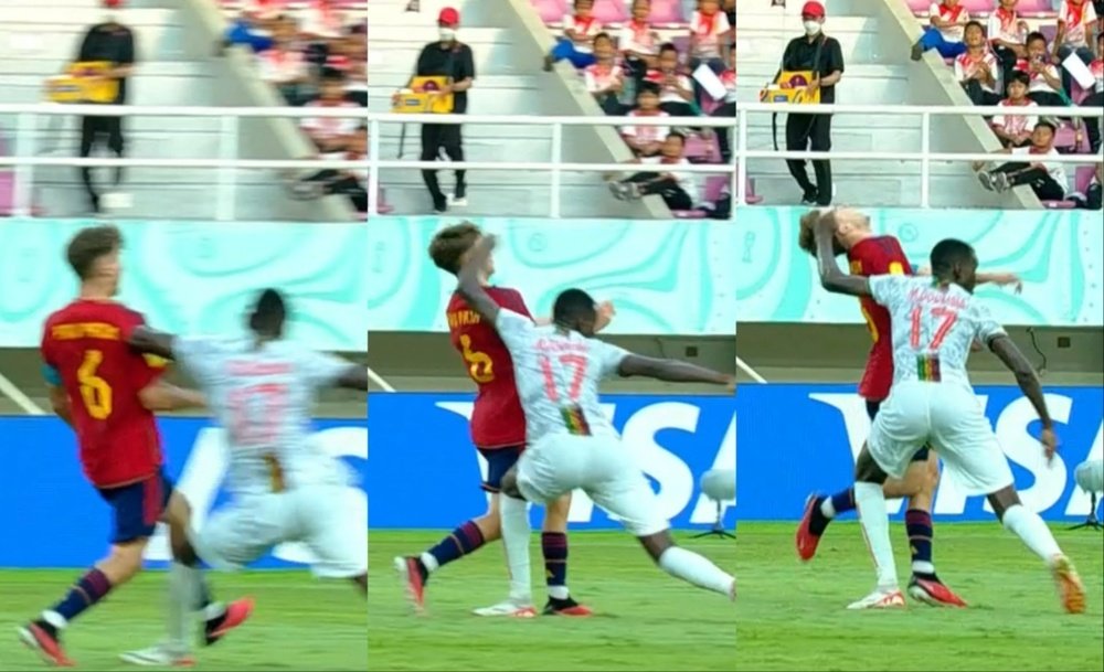 España sufrió una agresión en el Mundial Sub 17. Capturas/GolPlay