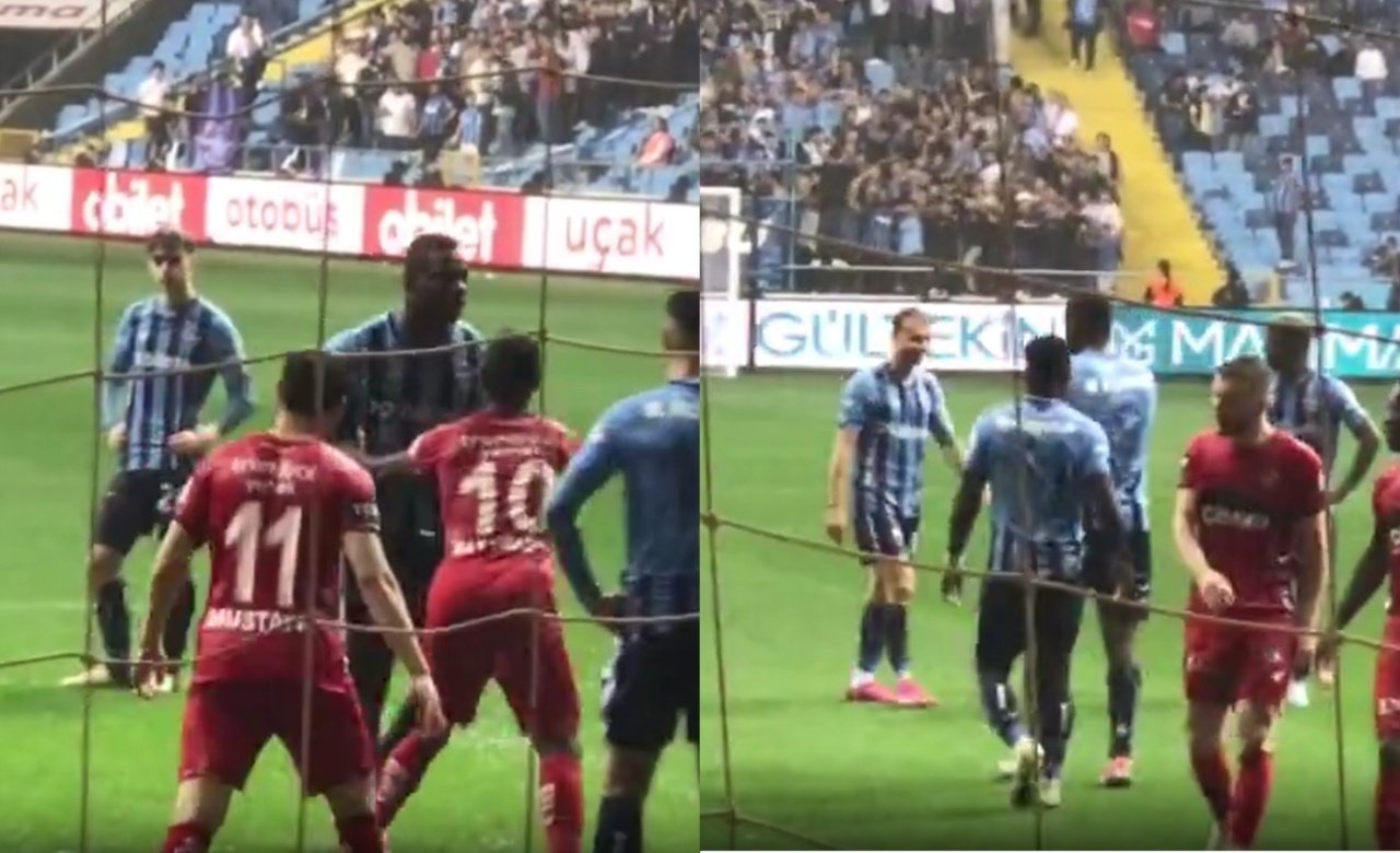Balotelli vio la roja directa por encararse con un rival. Capturas/Twitter/muratcakir_ads