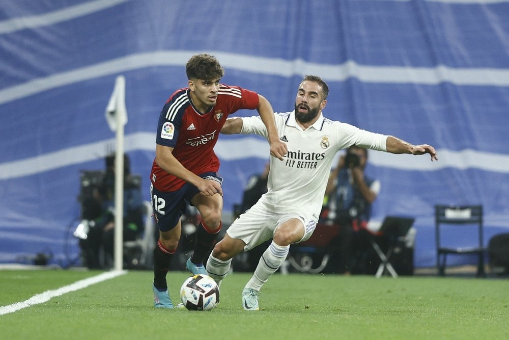 Ez Abde, con Dani Carvajal al lado en el Real Madrid-Osasuna de la Primera División 2022-23. EFE