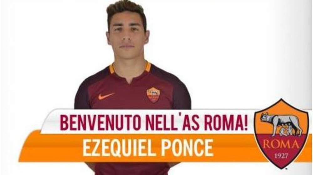 Ezequiel Ponce, nuevo refuerzo de la Roma. Twitter.