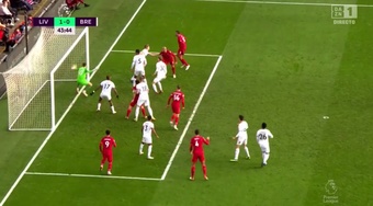Fabinho gave Liverpool the lead. Screenshot/DAZN