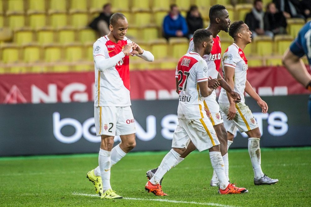 Fabinho celebra la consecución del primer y único tanto entre Mónaco y Saint Etienne. Twitter