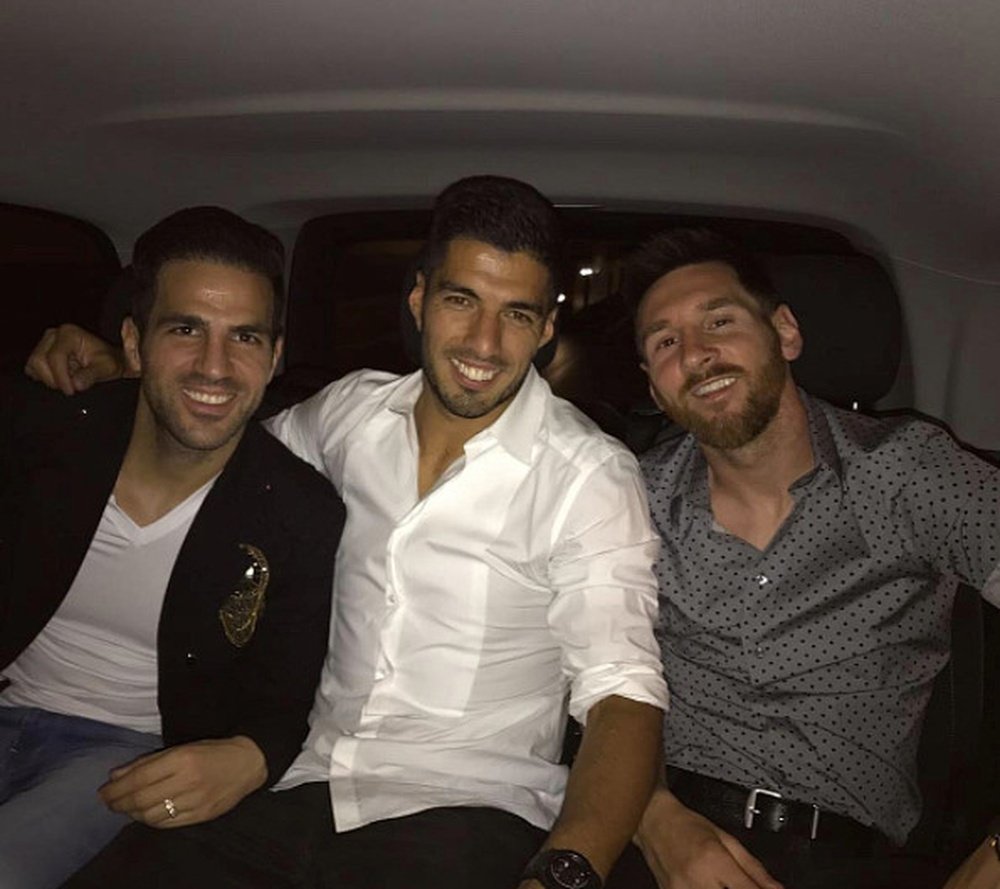 Fabregas, Suarez et Messi ont fait la fête. Instagram/cescf4bregas