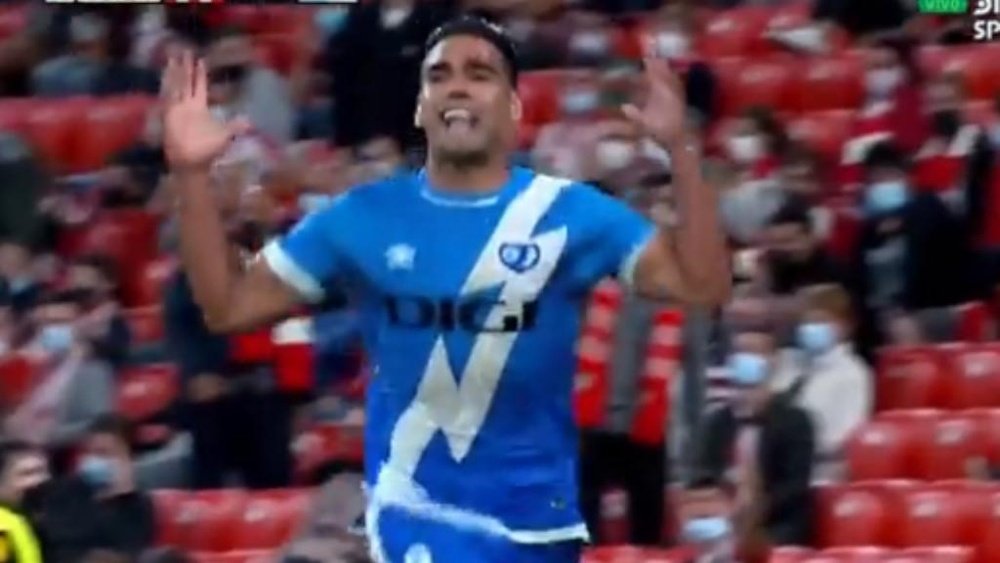 Falcao dio la victoria al Rayo ante el Athletic. Captura/DirecTV