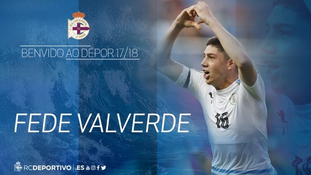 O uruguaio Fede Valverde, novo jogador do Deportivo. RCDeportivo