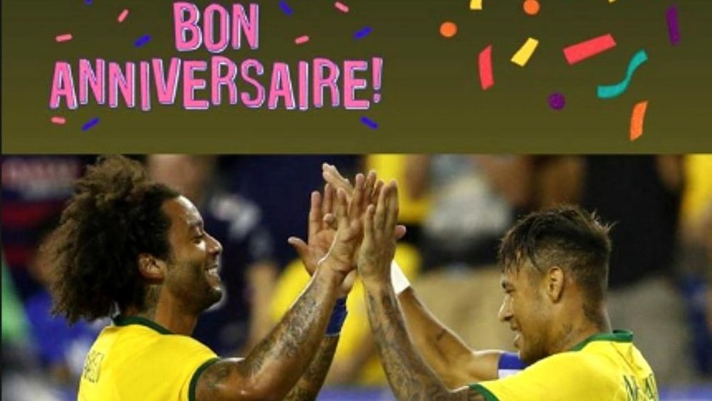 Neymar wished Marcelo happy birthday.  Instagram/Neymarjr