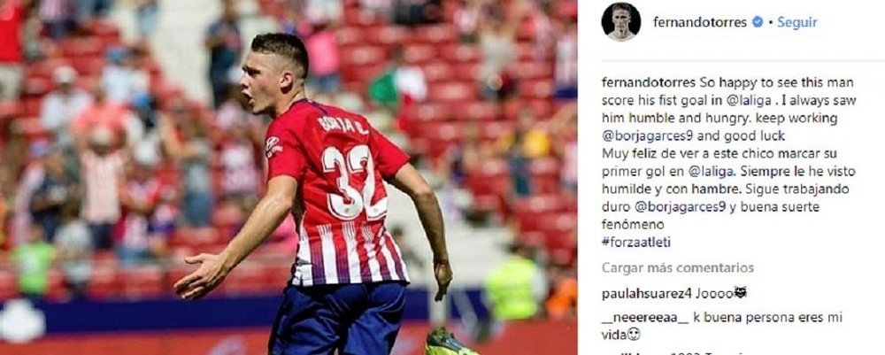 Torres felicitó a Borja Garcés. Instagram/FernandoTorres